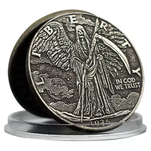 Death Hobo Nickel American Eagle One Dollar Retro Metal Commemorative Coin Gift - Picture 1 of 14
