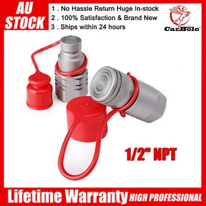 1/2"NPT Bobcat Skid Steer Flat Face Hydraulic Quick Coupler Connect Coupling Set - Picture 1 of 15