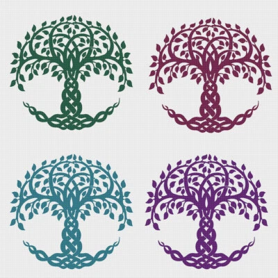 EASY * 2 DMC Colors* Celtic Knot Tree of Life Counted Cross Stitch Pattern - Image 1 of 4