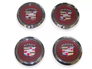 4pcs CHROME Wire Wheel Spoke Center Caps 1977-1996 Cadillac RWD NEW SET - Picture 1 of 6