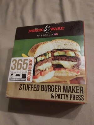 Nordic Ware 3 en 1 Hamburguesa Rellena y Prensa para Hamburguesas Interior Exterior EE. UU. Vin Foto 1 de 2
