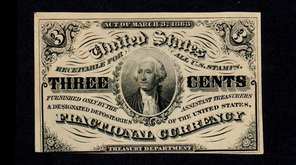 3 Cents Third Issue Fractional Currency Uncirculated Free Shipping (H98) - Image 1 of 2