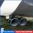 Universal Twin Dual Exhaust Pipe Trim Tip Tail Muffler Stainless Steel Blue UK