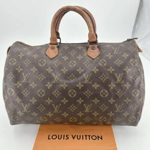 LOUIS VUITTON Monogram Speedy 35 Hand Bag Leather Brown M41524 Travel #2 - Picture 1 of 12
