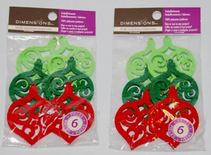 New 2X Dimensions Green and Red Felt Holiday Ornament Embellishments 6 ea= 12pcs - Picture 1 of 8