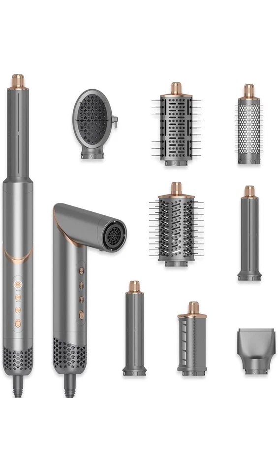 8 in 1 Hair Dryer Brush Set Air Hair Styler Curling Negative Ionic Foldable Hot - Image 1 of 4