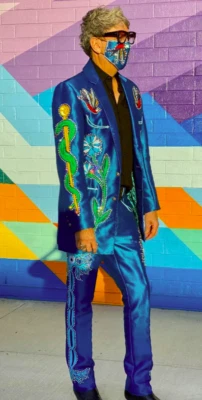 Men Custom Made2Pc Snake ,floral embroidered Western cowboy cocktail prom outfit - Image 1 of 4