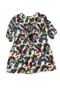 Zara Girls Multi Color Floral 3/4 Sleeve Dress Size 11/12 Tye Waist Shirt Dress - Picture 1 of 11