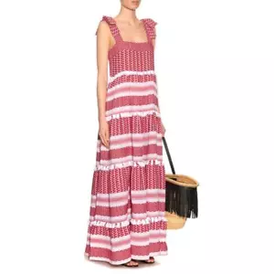 Dodo Bar Or Womens Amal Dress Maxi Tiered Sleeveless Tasseled Pink Large NEW - Picture 1 of 9