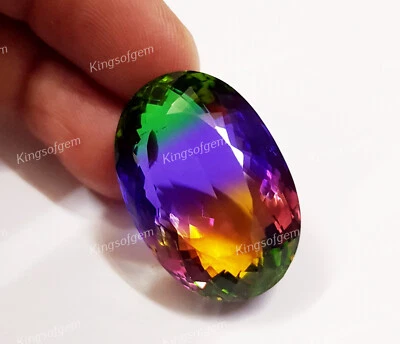 72 Ct Doublet Glass Stone Multi Color Tourmaline Oval Cut Stone Loose Gemstone - Image 1 of 4