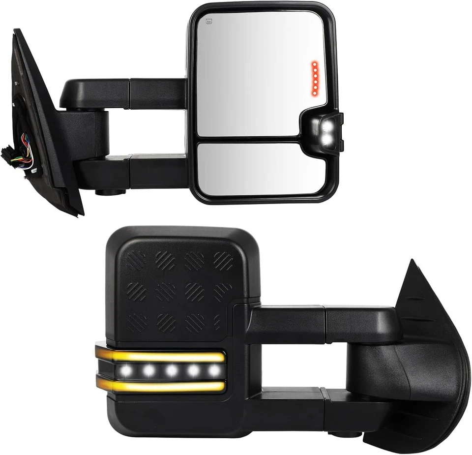 Tow Mirrors Power Heated Signal LED For 2007-2013 Chevy Silverado Sierra 1500 Foto 1 de 4