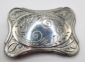 Western Silber Gürtelschnalle Gravur Floral Paisley - Bild 1 von 4