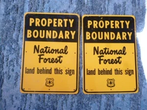 2 Pair NOS US FOREST SERVICE Property Boundary Signs National Aluminum 7" x 10" - Picture 1 of 2