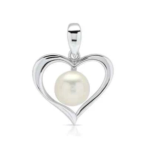Heart Pearl Pendant 925er Silver Symbol Jewelry - Picture 1 of 3