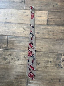 Michael Jordan Necktie Basketball NBA Beige & Red 100% Silk Neck Tie 58” - Picture 1 of 3
