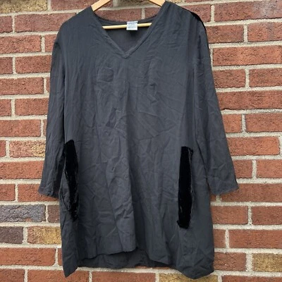 Kristensen Du Nord Womens Tunic Blouse Black Long Sleeve Mixed Media Size 3 LRG - Image 1 of 4
