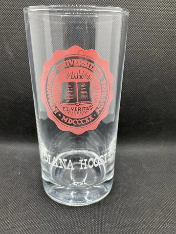 Vintage 1960s University Of Indiana Hoosiers Drinking Glass Seal Tall Tumbler Cover