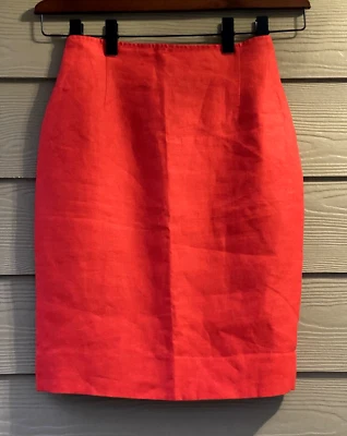 Falda lápiz forrada hasta la rodilla 100 % lino roja para mujer Max Mara de colección talla 12/14 Foto 1 de 4