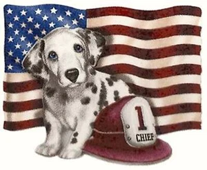 USA American Flag Dalmatian Dog Overglaze Ceramic Waterslide Decals - Picture 1 of 3