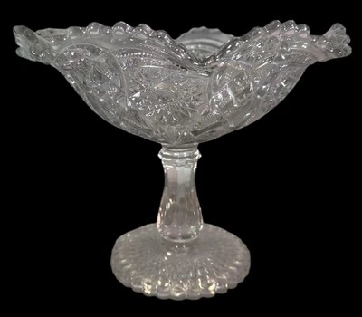 VTG Imperial Glass Footed Compote Bowl Pedestal Ruffled Edge 11" STUNNING - Image 1 of 4