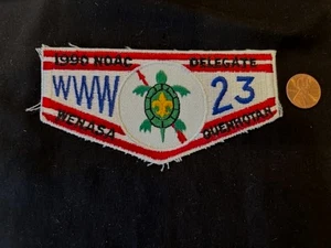 BOY SCOUT BSA OA WENASA QUENHOTAN LODGE 23 WD BOYCE 1990 NOAC F1 DELEGATE FLAP - Picture 1 of 1