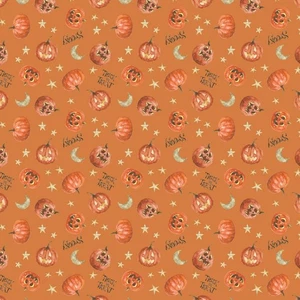 Feline Drive Fabric TRICK OR TREAT Pumpkin Orange - Fat Quarter (18"x22") FQ - Picture 1 of 8