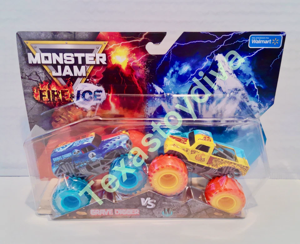 2025 Monster Jam GRAVE DIGGER против W пожарный и лед грузовик 2 упаковки Walmart * читать внутри * - Изображение 1 из 1