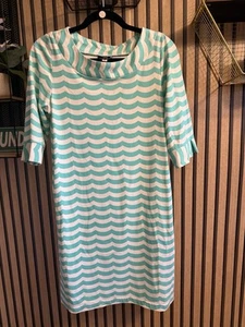 Sailor Sailor Dress Small Women’s Stripes Waves Teal Green And White Midi - Picture 1 of 4