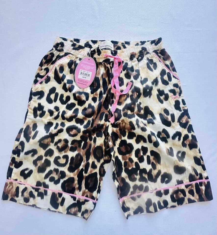 NEW PETER ALEXANDER WOMENS LEOPARD COTTON SATEEN PJ SHORTS SMALL S - image 1 of 1