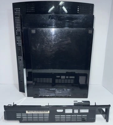 Cubierta de carcasa inferior OEM Sony Fat PS3 CECHE01 con placa L y borde cromado intacto Foto 1 de 4