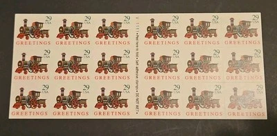 1992  US Plate Block ( Scott #2719a ) 29c Christmas Train Stamps  - Image 1 of 2