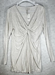 NWT NY & Co Street Wear T Shirt Dress Stretch Twist Knot Front Gray Heather Sz S - Picture 1 of 8
