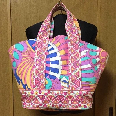 Bolso de Mano Emilio Pucci Lona Rosa Azul Multicolor Para Mujer Usado De Japón Foto 1 de 4