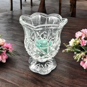 Vintage Homco Rautenmuster Glas Tulpe Windlicht Halter 4" - Bild 1 von 4