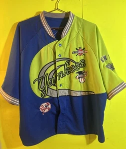 NEW YORK YANKEES MLB WILLIE ESCO anni 90 blu/verde #62 XL CUCITO - Foto 1 di 9