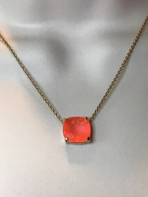 Gold Tone KATE SPADE NEW YORK Orange Coral Color Gem Pendant 15" - 18" Necklace - Image 1 of 4