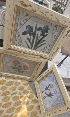 3 Rustic Botany  “Shabby Chic” Prints Farmhouse Countrycore Distress Flowers - Image 1 of 4