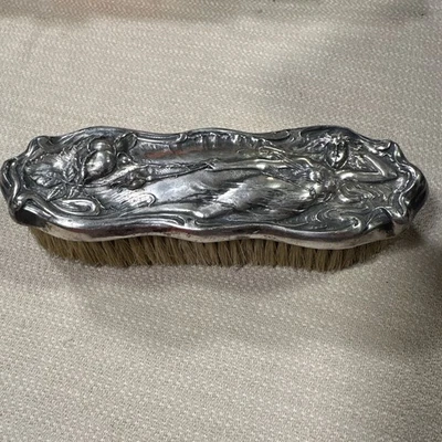 Antiguo ART NOUVEAU Derby Silver Co Niña Flores Ropa de Mano Cepillo Pat 14 de Junio Foto 1 de 4