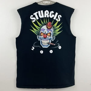 Camiseta sin mangas Fruit of the Loom Sturgis 2000 Joker payaso calavera para hombre M/L ajuste ceñido - Imagen 1 de 6