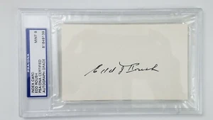Edd Roush Signed Autograph Auto Index Card PSA/DNA Slab Reds Giants HOF MINT 9 - Picture 1 of 2