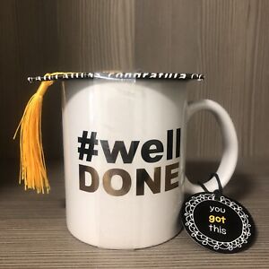 Home Essentials Well Done Graduation Mug With Lid White Ceramic Coffee Cup