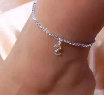 5Ct Round Cut Lab Created Diamond Women's Tennis Anklet 14K White Gold Plated - Image 1 of 4