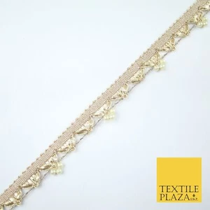 Trío de perlas dorado Gota Patti racimos de cinta borde de encaje - 1,5 cm de ancho - X606 - Imagen 1 de 3