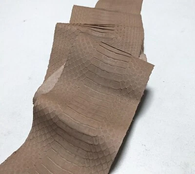 Supple Nubuck Velvet Snakeskin Leather Hide Back-cut Craft Supply Taupe - Image 1 of 4