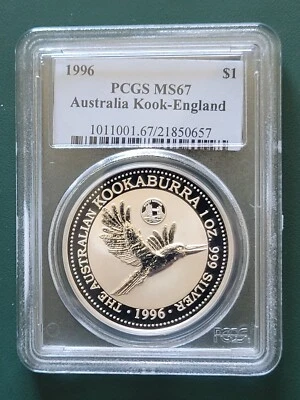 1996 Australia Coin Kookaburra 1 oz 999 Silver Great Britain PCGS MS67 Pop=1 - Image 1 of 2