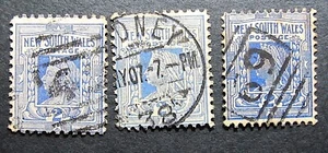 NSW QV 2d Blue 1892-1910 SHADES X3 Used - Picture 1 of 2