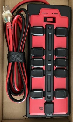 New 10-Outlet Surge Protector, 10ft Cord, 2 USB 3.4 A, 15A/120V/60Hz - Image 1 of 3
