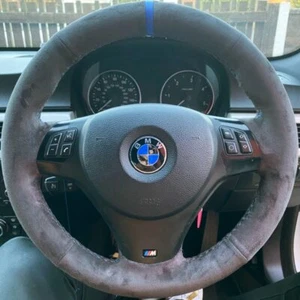 Cubierta de volante de coche personalizada de gamuza para BMW M Sport M3 E90 E91 E92 E93 E87 E81 - Imagen 1 de 7