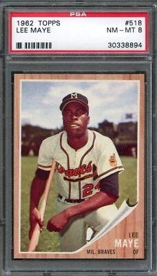 BB - 1962 Topps - #518 - Lee Maye - PSA 8 - NM-MT - Image 1 of 2