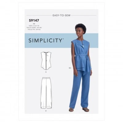 SIMPLICITY 9147 MISSES VEST & PANTS Sewing Pattern Sizes H5 6-14 & U5 16-24 - Image 1 of 3
